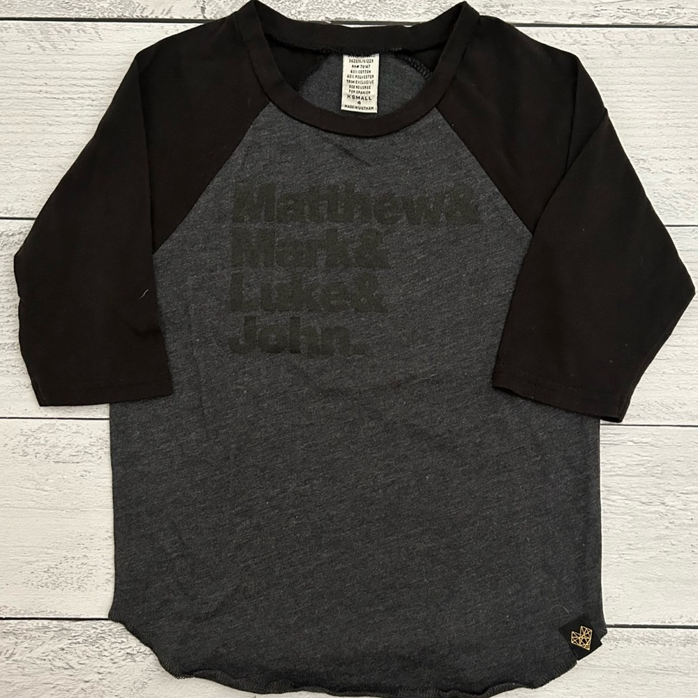 Matthew Mark Luke John Kids Raglan Tee 4 XS - Picture 1 of 5